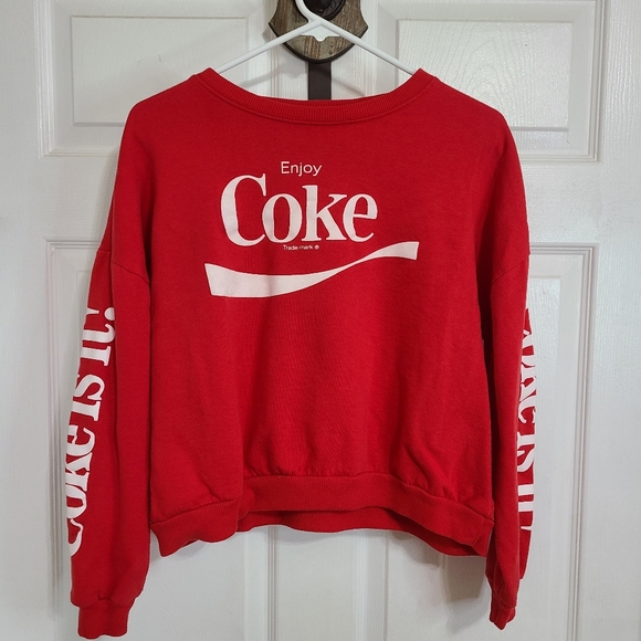 Coca-Cola Woman's Long Sleeve Crewneck Sweatshirt, Size: Medium Color: Red - Picture 5 of 16